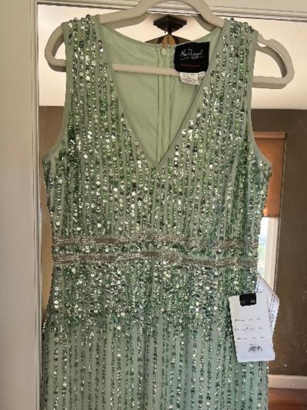 Mac Duggal 70267 Sequined Sleeveless V-Neck Midi Sheath Dress Size 10 - Picture 6 of 14